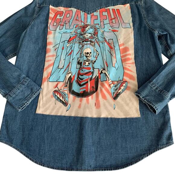 Via Penny Lane Reworked Apparel | Grateful Dead Tie Dye Custom Button Up Shirt - Picture 9 of 10